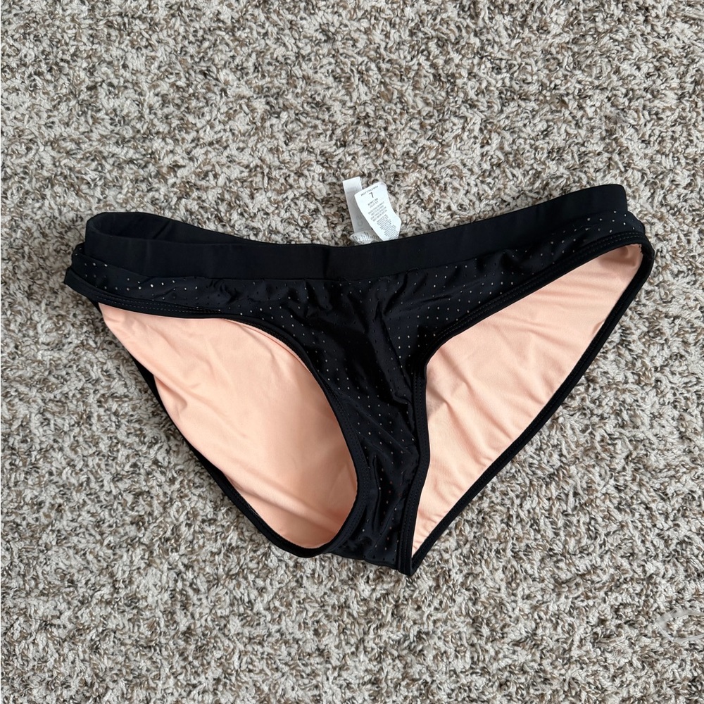 Fabletics Valentia Cheeky Black and Peach Bikini Bottoms